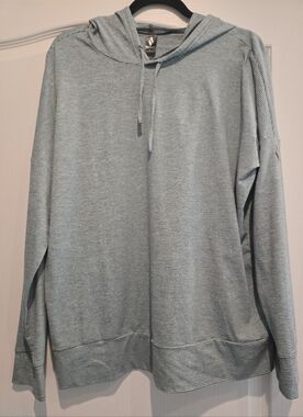 Skechers Womens Light Blue Striped Hooded Long-Sleeve Shirt